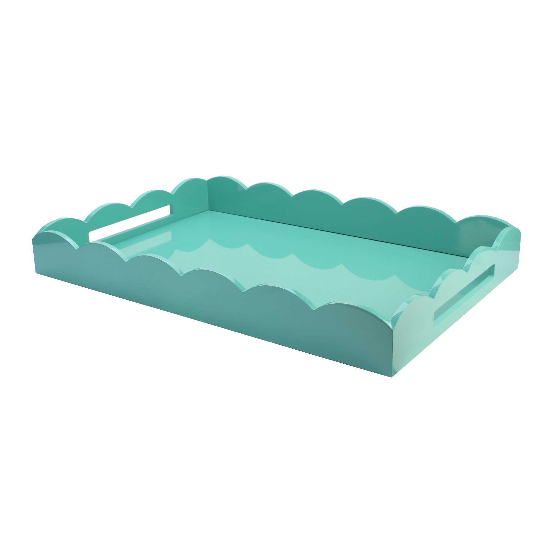 Turquoise Large Lacquered Scallop Ottoman Tray - Addison Ross Ltd UK
