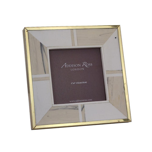 White Bone 4 x 4 Photo Frame With Brass Border - Addison Ross Ltd UK