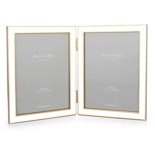 White Enamel & Gold Double Frame - Addison Ross Ltd UK