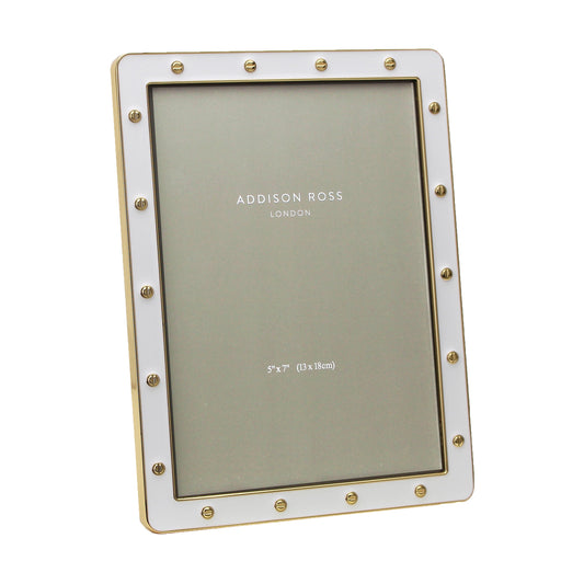 White Enamel & Gold Locket Frame - Addison Ross Ltd UK