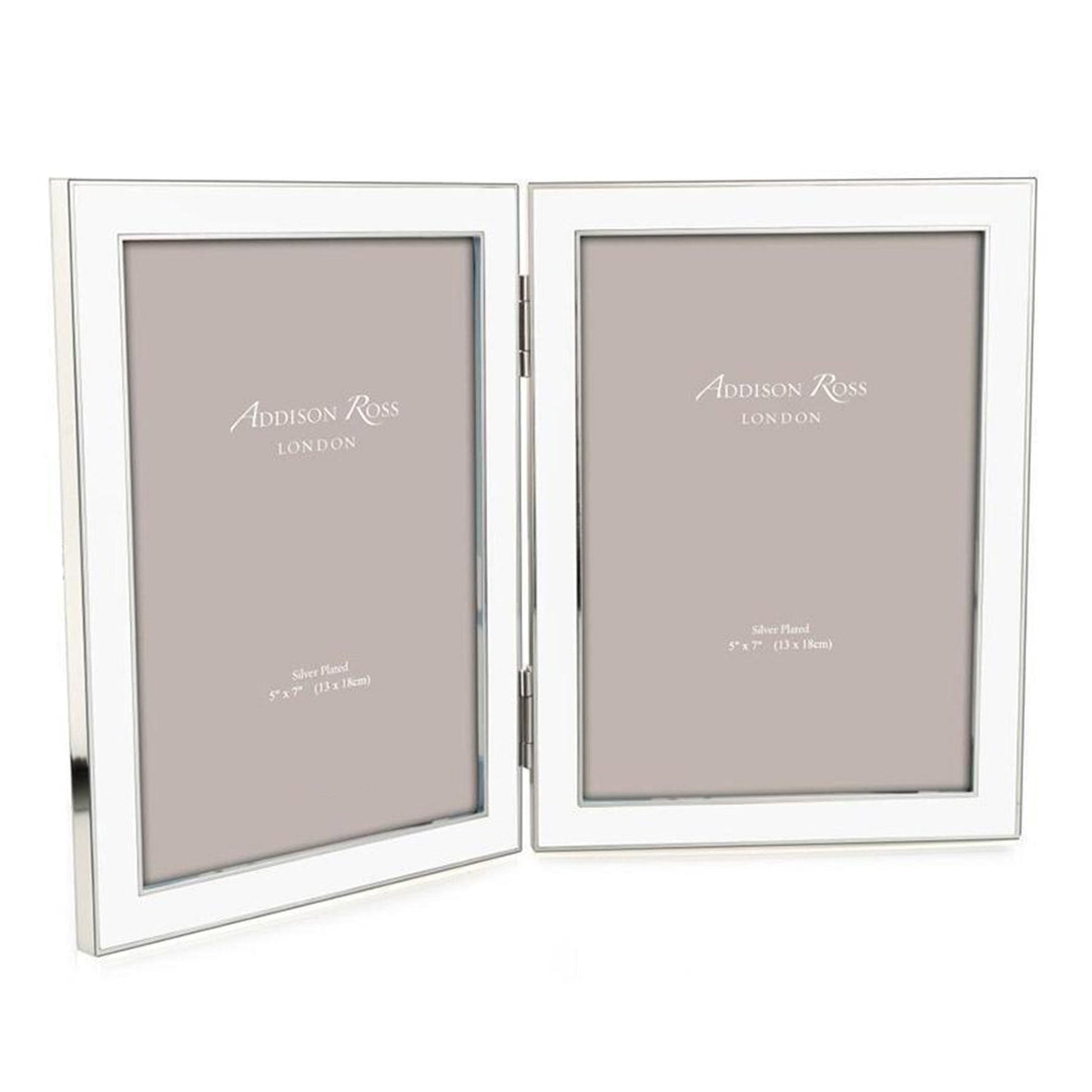 White Enamel & Silver Double Frame - Addison Ross Ltd UK