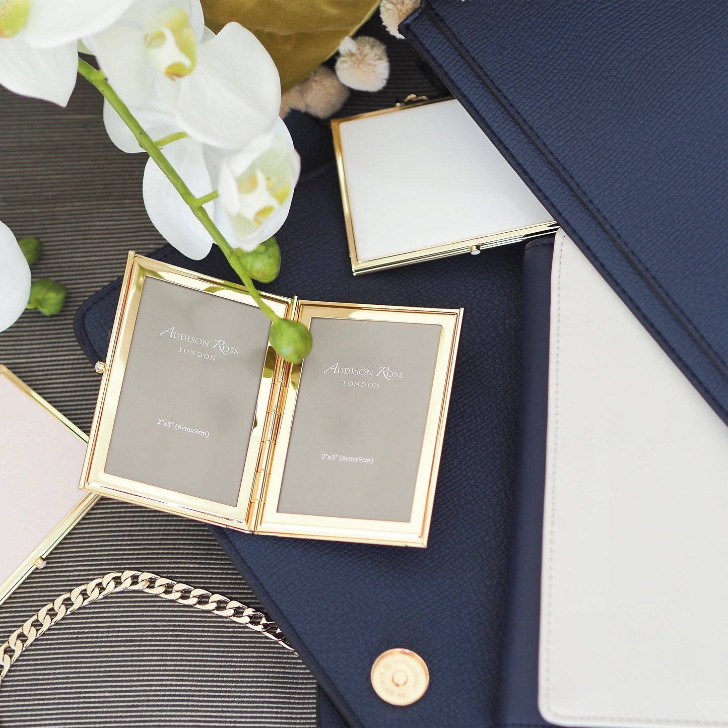 White & Gold Travel Frame - Addison Ross Ltd UK