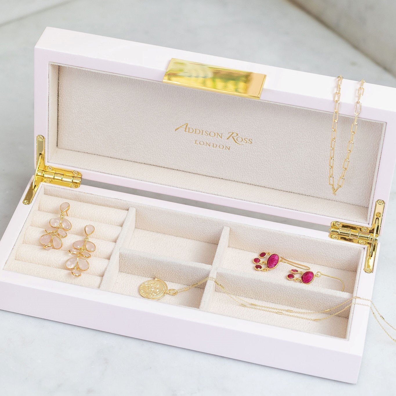 White Lacquer Box With Gold - Addison Ross Ltd UK
