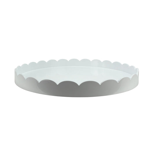 White Round Large Lacquered Scallop Tray - Addison Ross Ltd UK