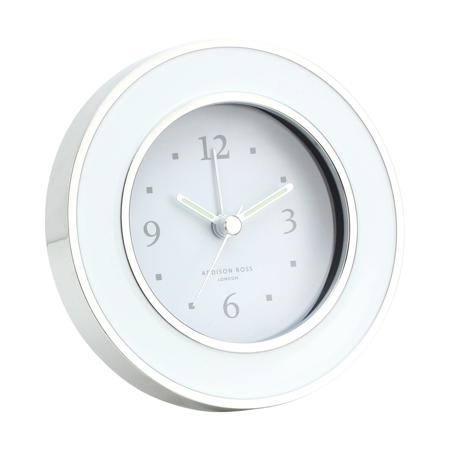 White & Silver Silent Alarm Clock - Addison Ross Ltd UK