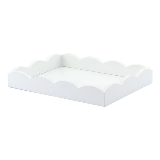 White Small Lacquered Scalloped Vanity Tray - Addison Ross Ltd UK
