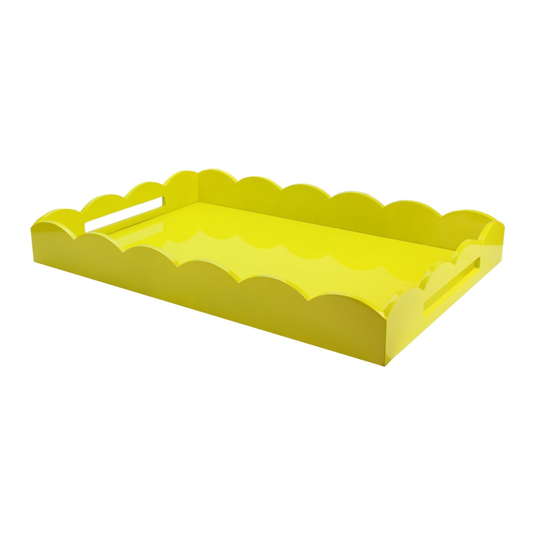 Yellow Large Lacquered Scallop Ottoman Tray - Addison Ross Ltd UK
